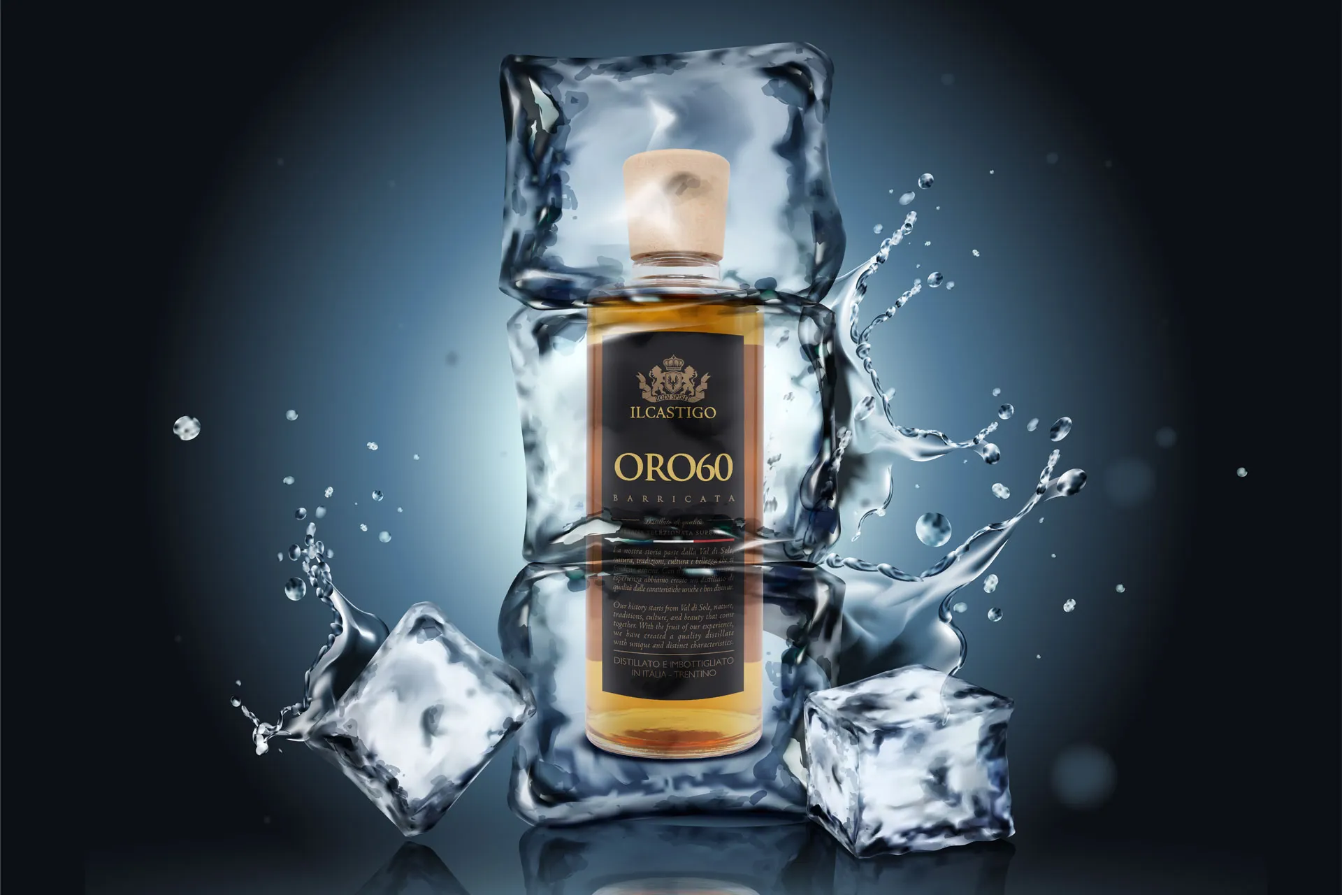 Zodi Spirit | Distillati di Qualità Italiana Selezionata Superiore in Val di Sole - Oro60 Bottle Ice